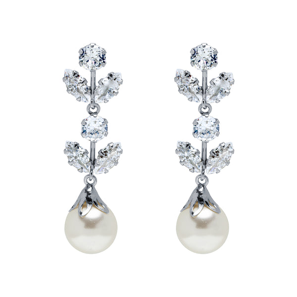 Pendientes Largos Elegantes con Perla Oro
