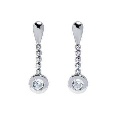 Pendientes Largos Clásicos de Oro 9K con Circonitas