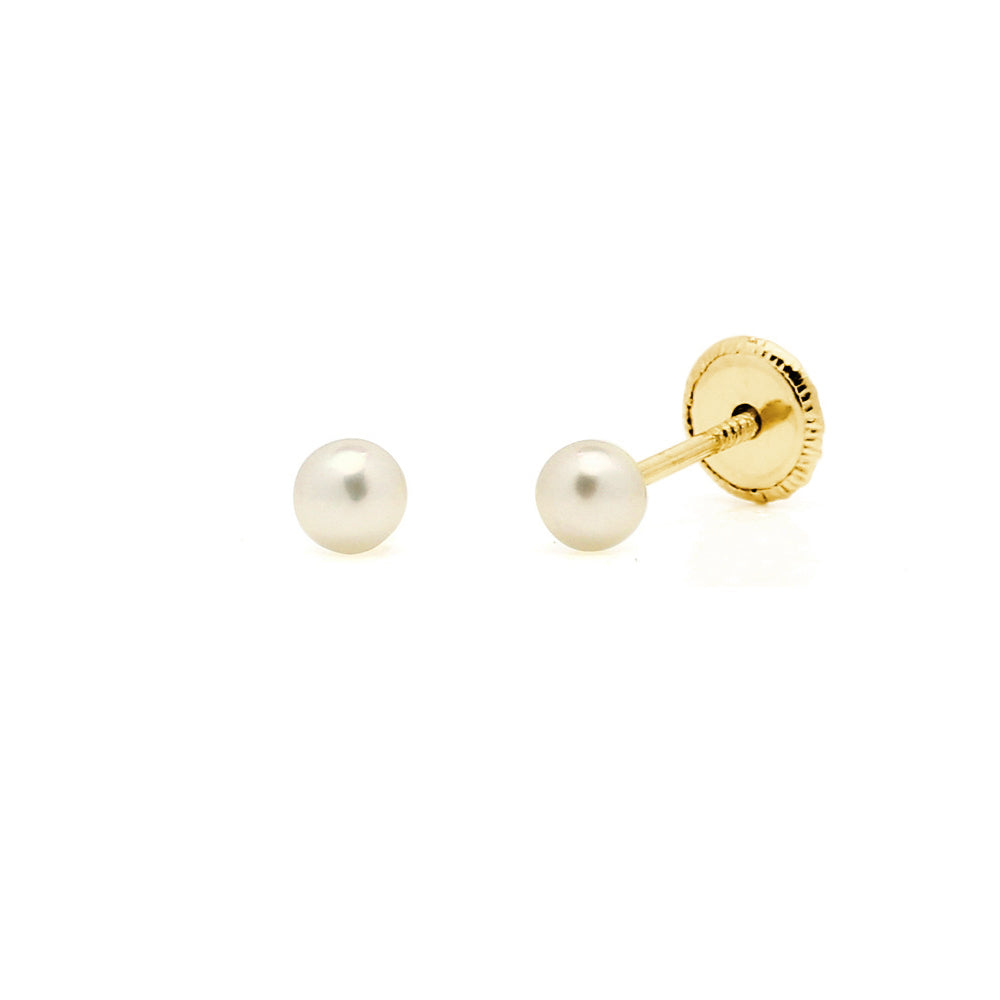 Pendientes Bebés Perla 3mm Oro