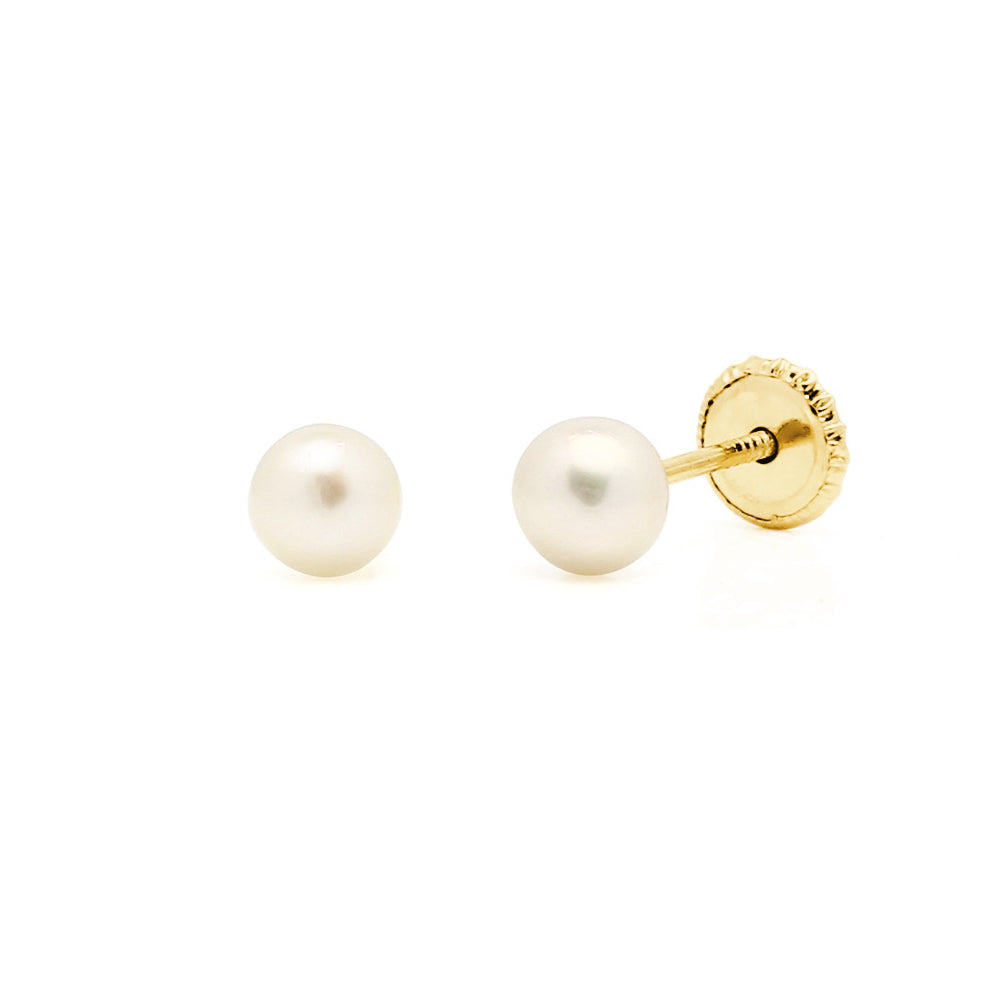 Pendientes Bebés Perla 4mm Oro
