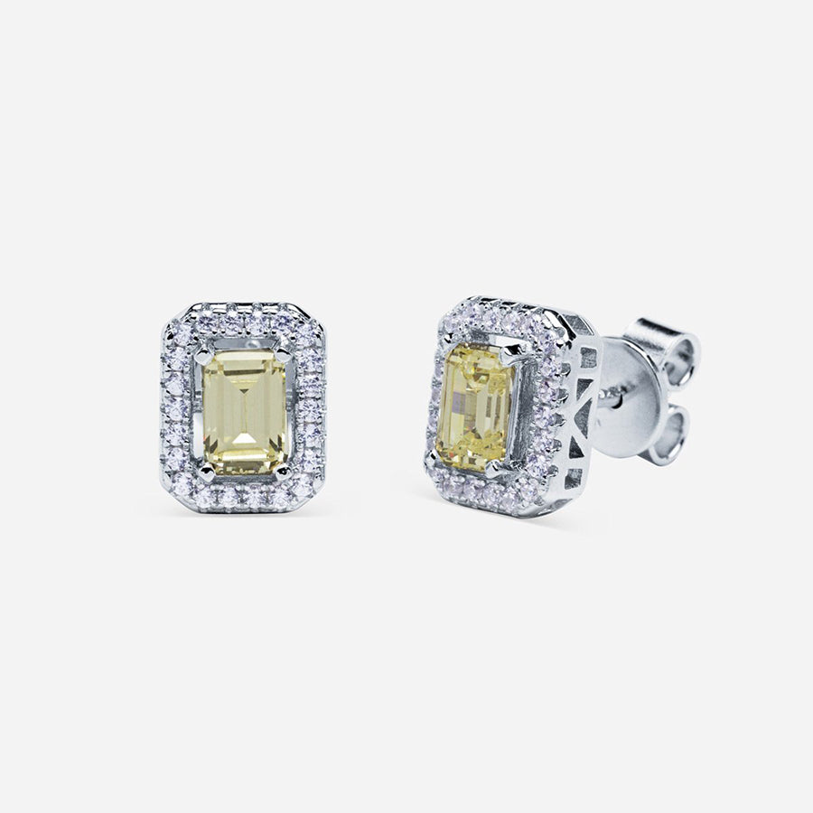 Pendientes Emerald Cut Amarillo Pave