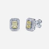 PENDIENTES EMERALD CUT AMARILLO PAVE