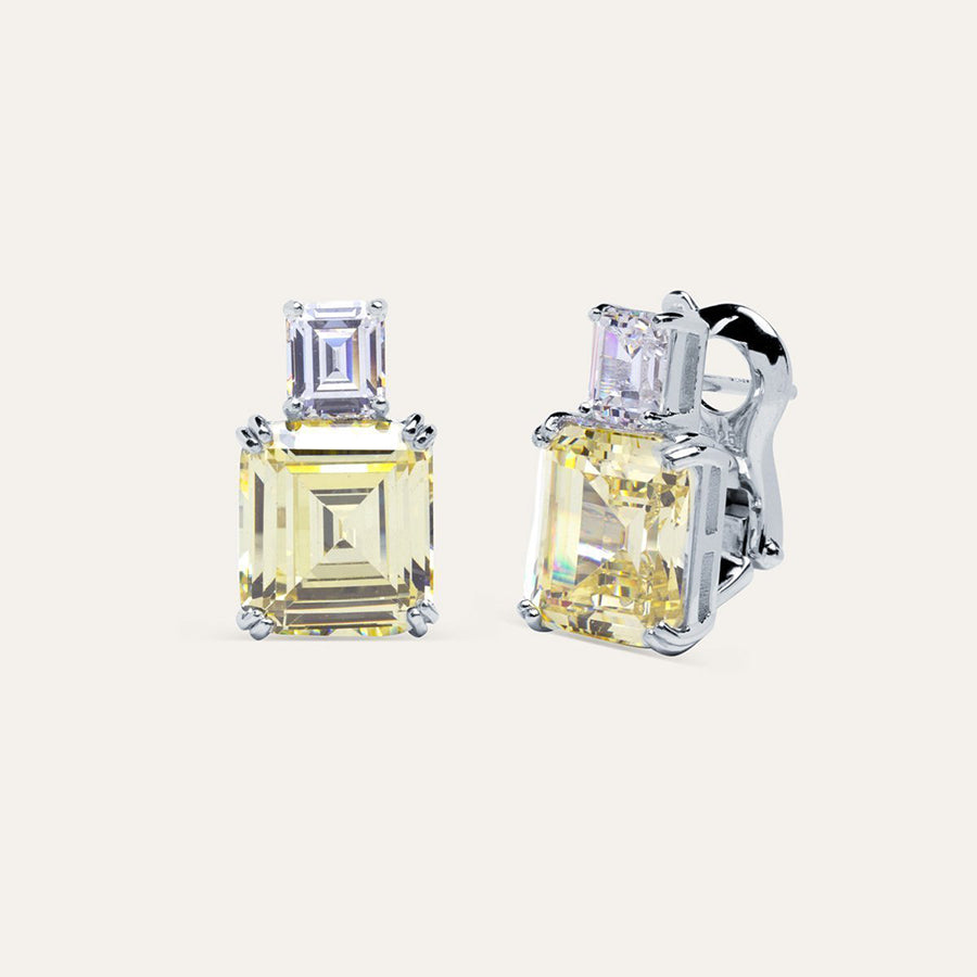 Pendientes Square Emerald Cut Amarillo