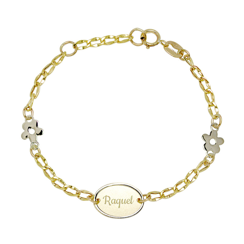 Pulsera Bebé Medalla Estrellita Bicolor Oro