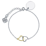 Pulsera Personalizable Corazones Enlazados Plata