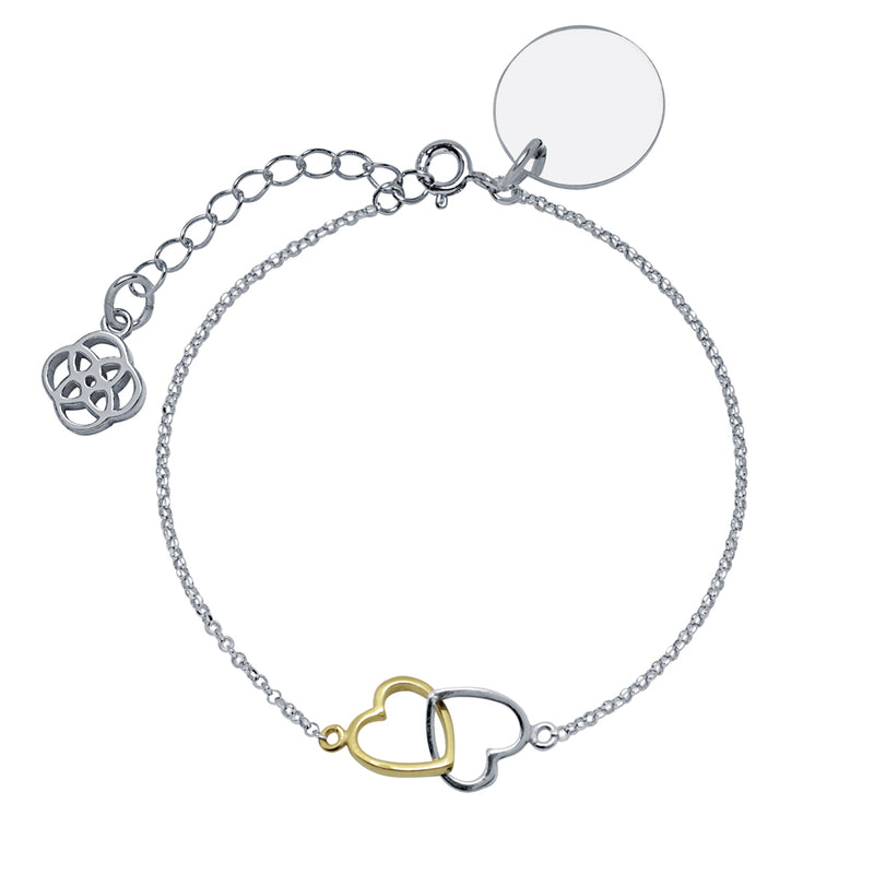 Pulsera Personalizable Corazones Enlazados Plata