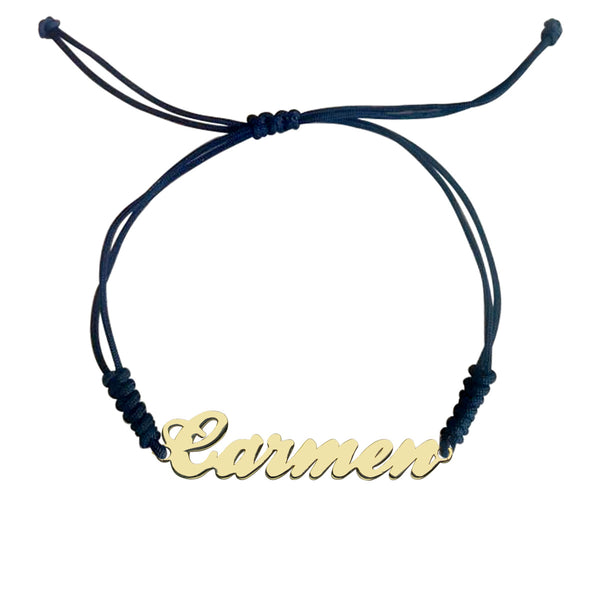 Pulsera con nombre clásico macramé Oro