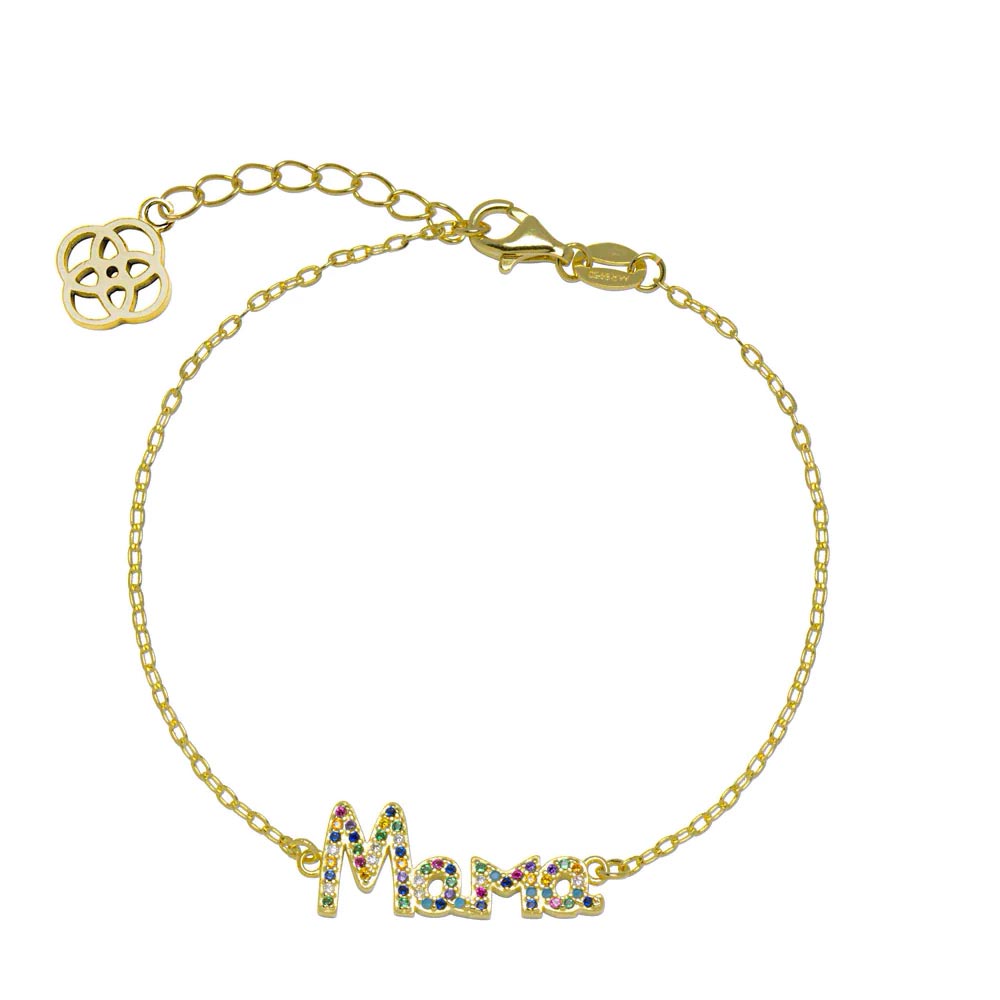 Pulsera Mamá Circonitas Colores Plata