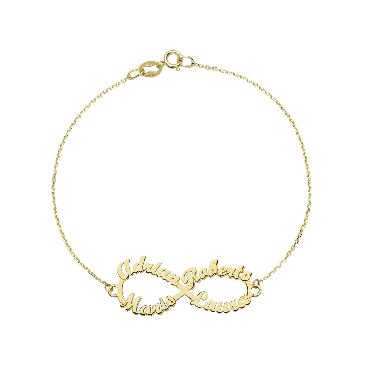 Pulsera con nombre 4 Infinito Oro