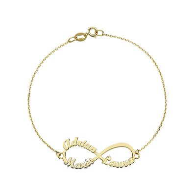 Pulsera Infinito de Oro con Nombres Grabados