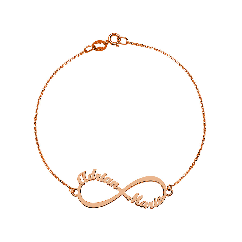 Pulsera con nombre 2 Infinito Oro