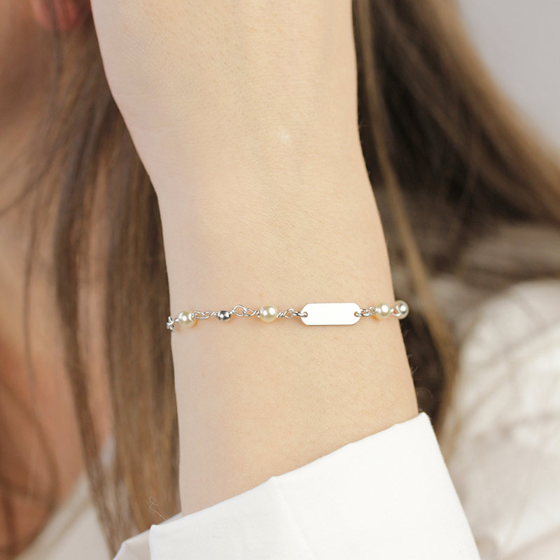 Pulsera Nomeolvides Perlas Plata