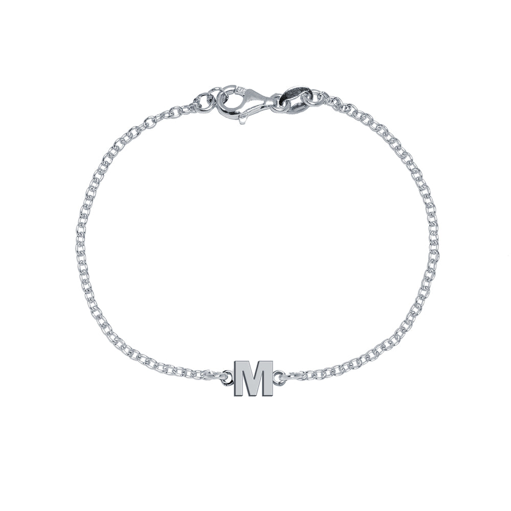 Pulsera con Inicial Sans Serif Plata