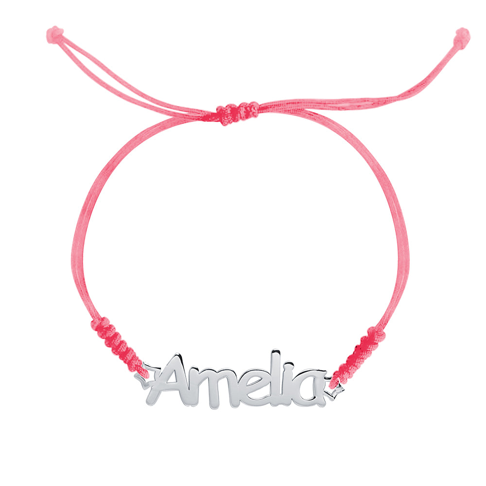 Pulsera con Nombre Estrellas Macramé Plata