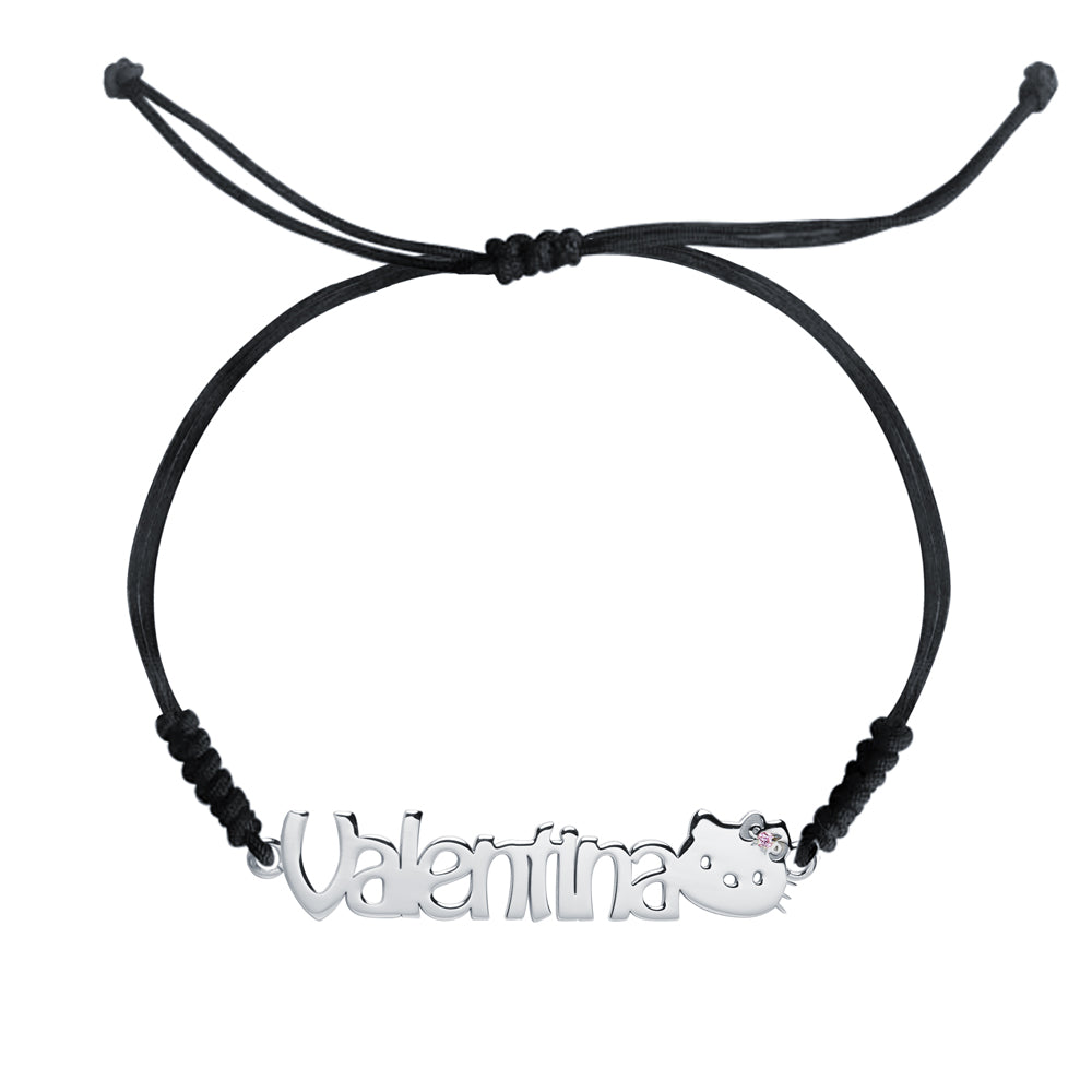 Pulsera con Nombre Kitty Macramé Plata