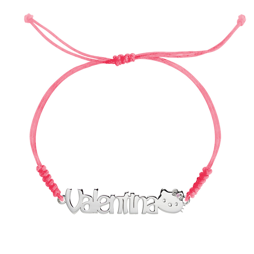 Pulsera con Nombre Kitty Macramé Plata