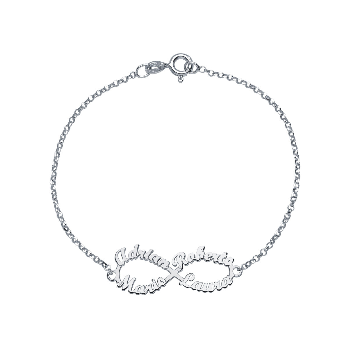 Pulsera con nombre Infinito 4 Plata