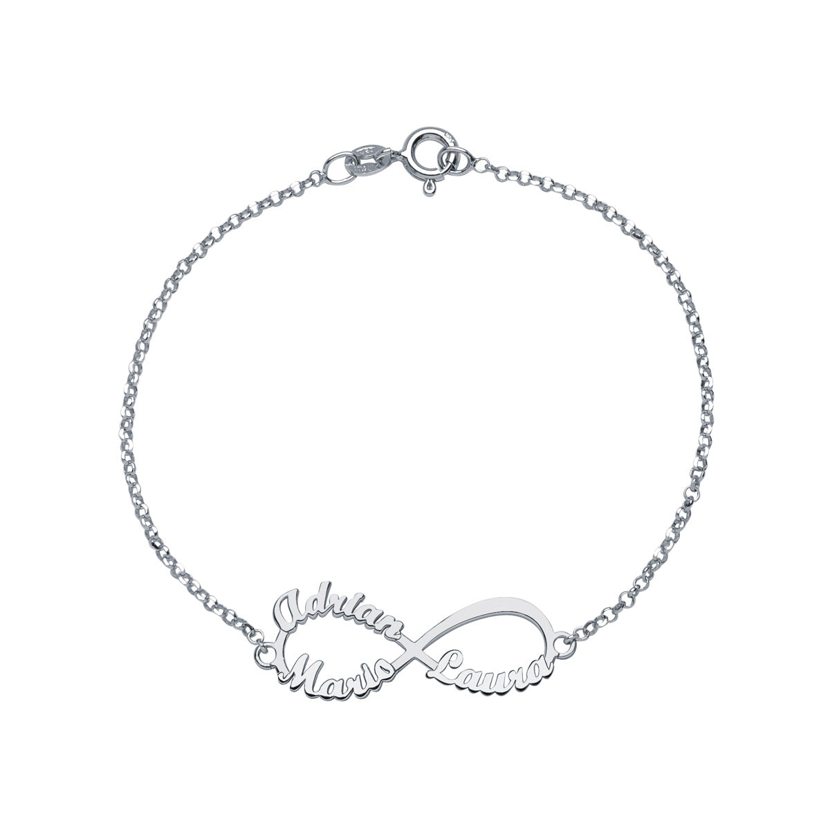 Pulsera con nombre Infinito 3 Plata