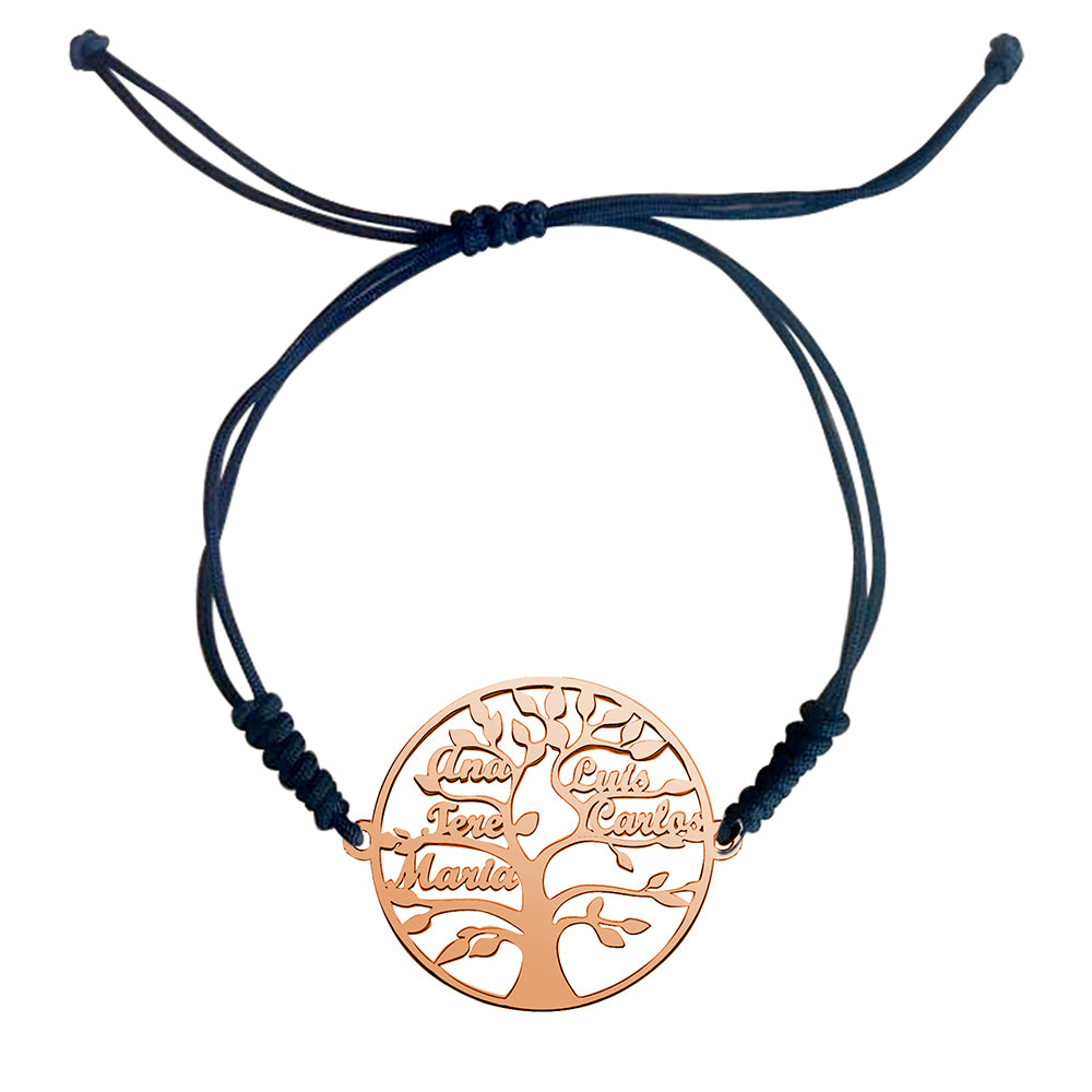 Pulsera con nombre Árbol Vida macramé Oro