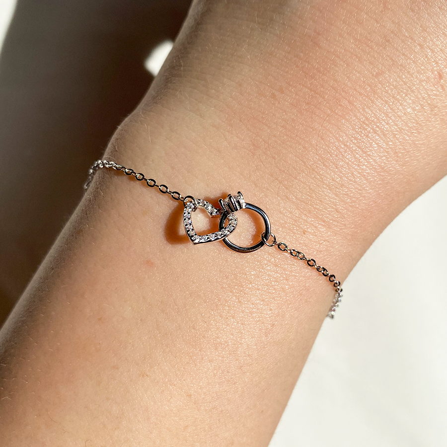 Pulsera Corazón Circonitas Plata