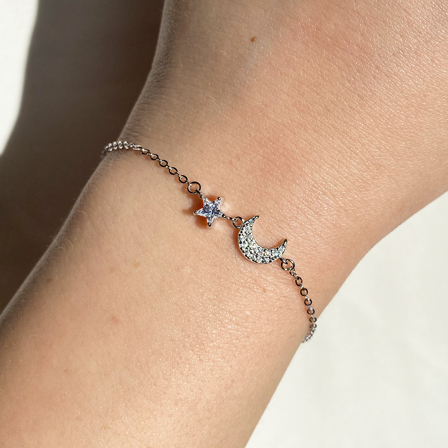 Pulsera Luna y Estrella Plata