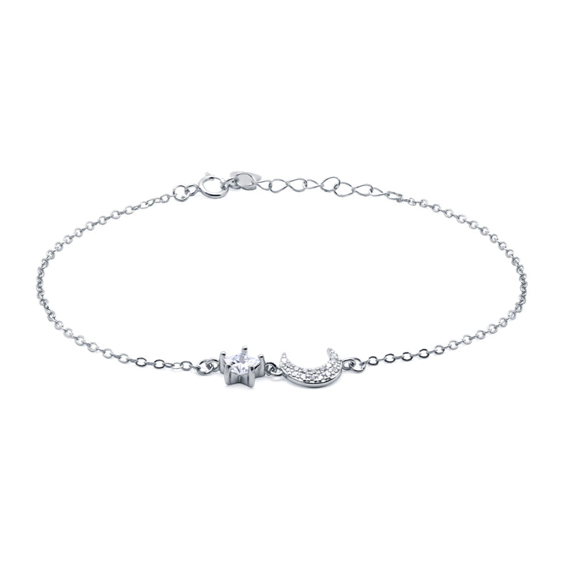 Pulsera Luna y Estrella Plata