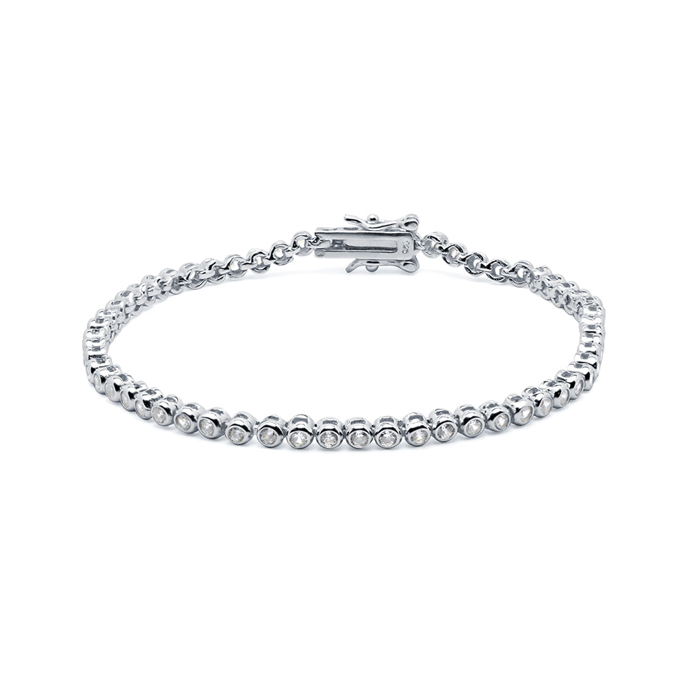 Pulsera Circonitas Bisel en Plata