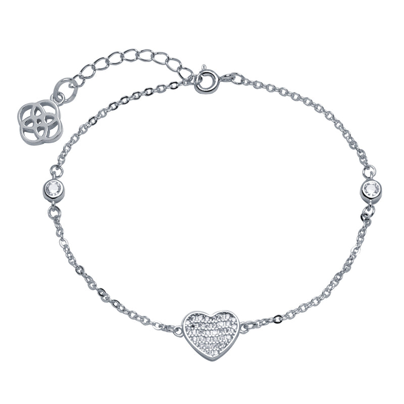 Pulsera Corazón Con Circonitas Plata