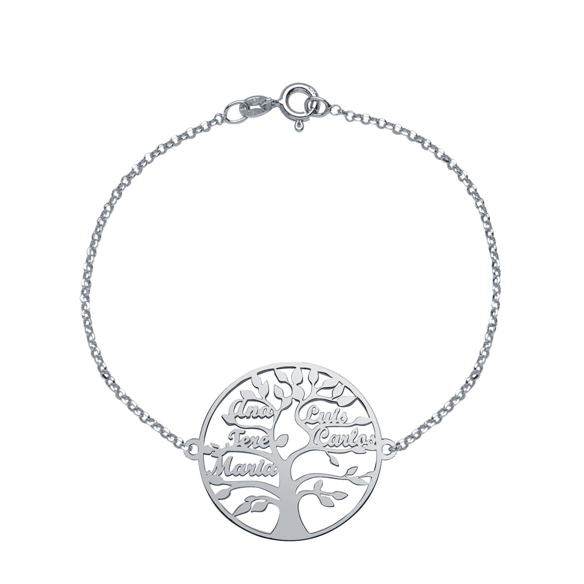 Pulsera con nombre Árbol Vida Plata