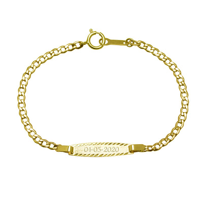 Pulsera bautizo bebé barbada oro personalizada nombre grabado - Customima