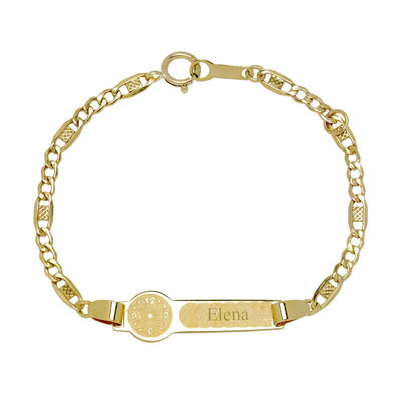 Pulsera Bebé Medalla Reloj Oro