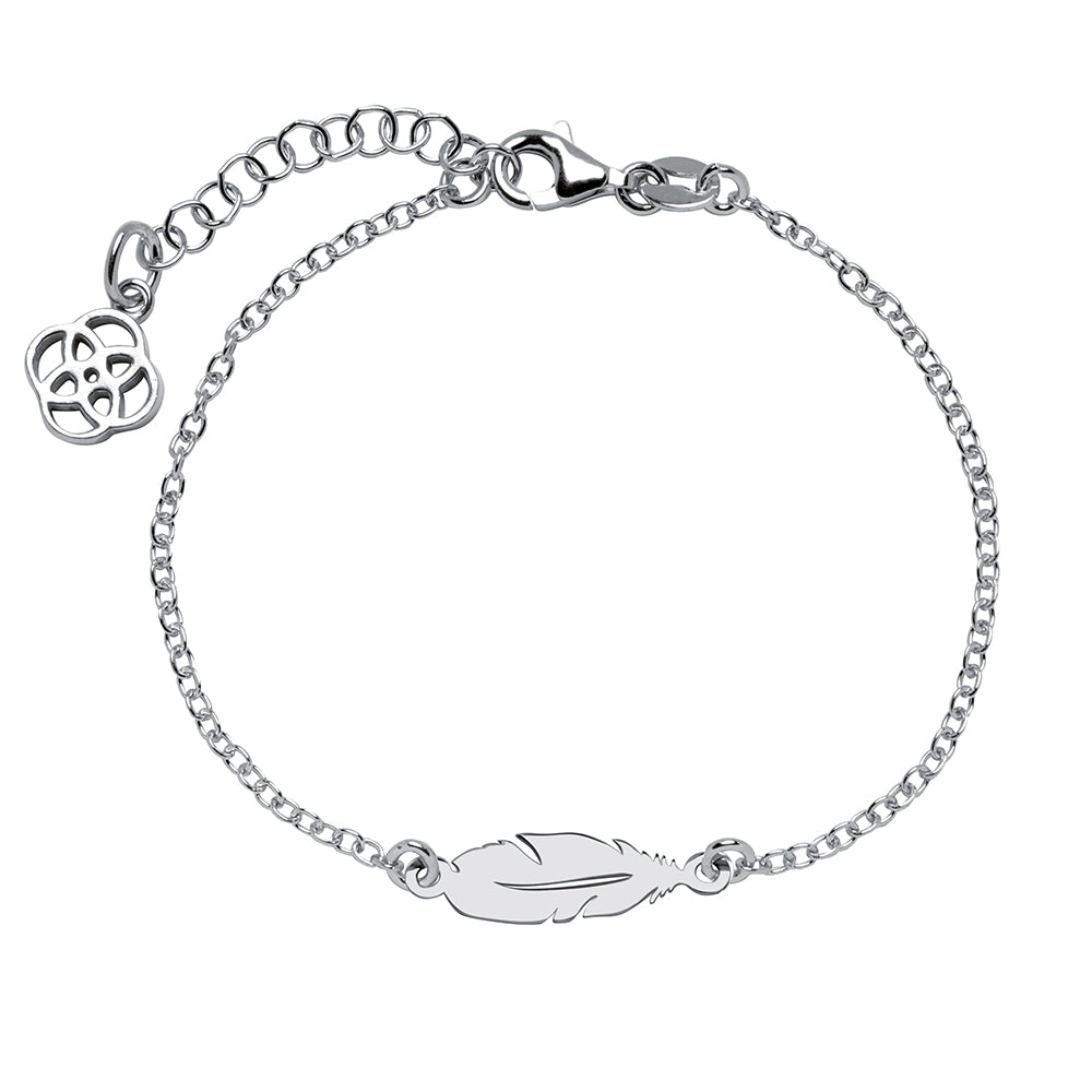 Pulsera Pluma Horizontal Plata
