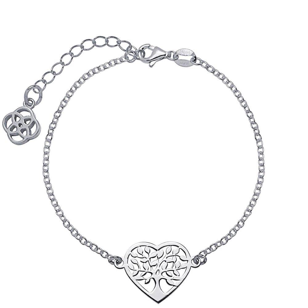 Pulsera Árbol Vida en Corazón Plata