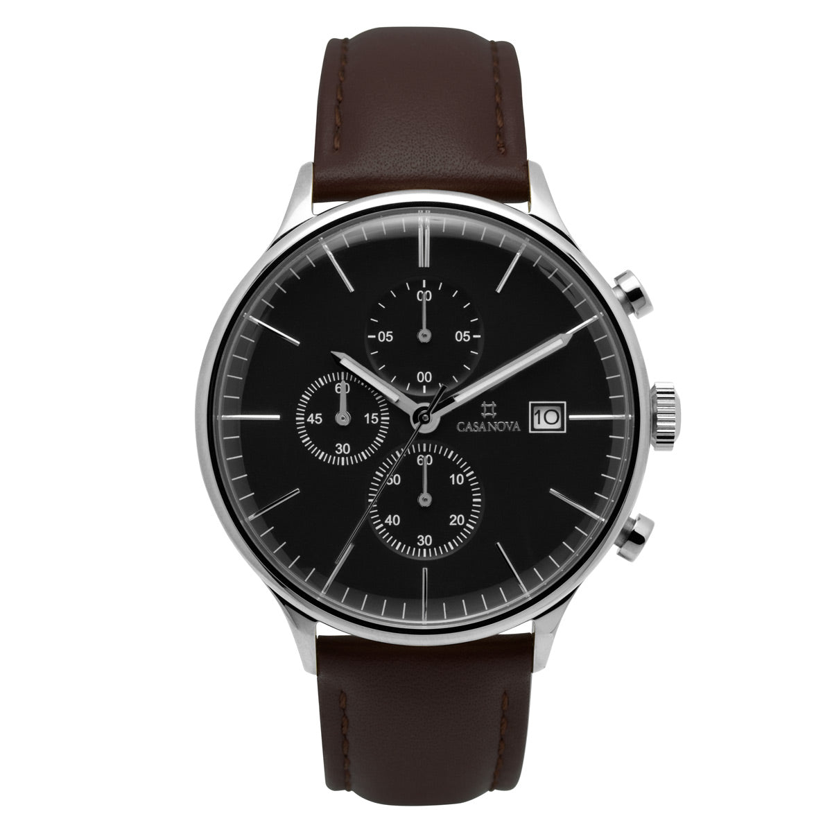 Reloj Elegante Silver Marrón con Dial Negro