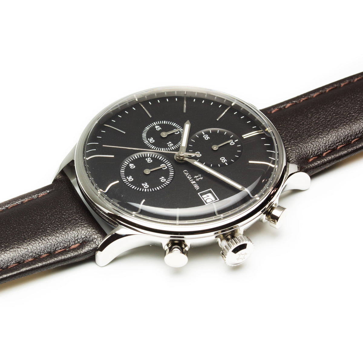 Reloj Elegante Silver Marrón con Dial Negro