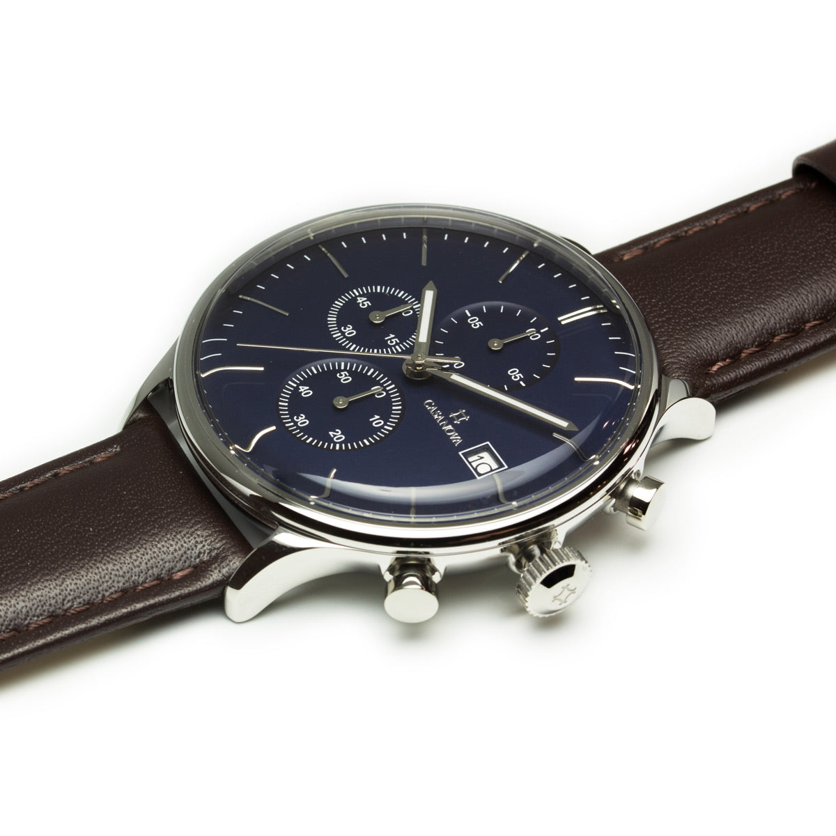 Reloj Elegante Silver Marrón con Dial Azul