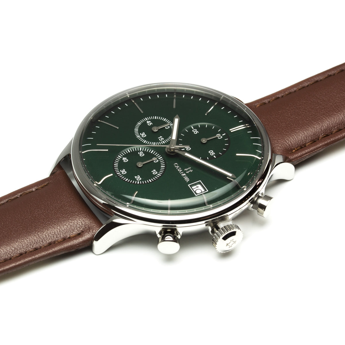 Reloj Elegante Silver Marrón con Dial Verde