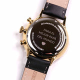 Reloj Elegante Rosé Negro con Dial Blanco