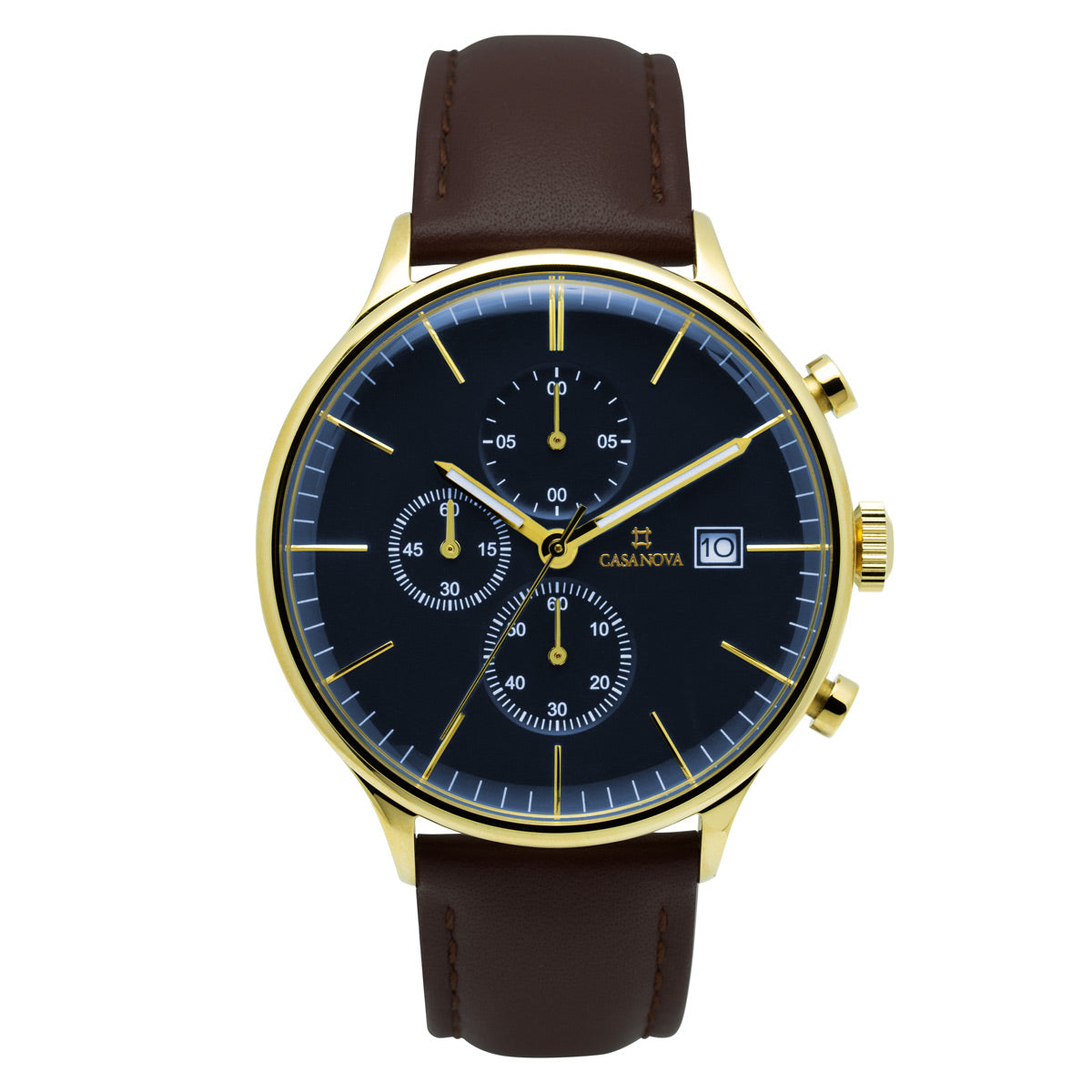 Reloj Elegante Gold Marrón con Dial Azul