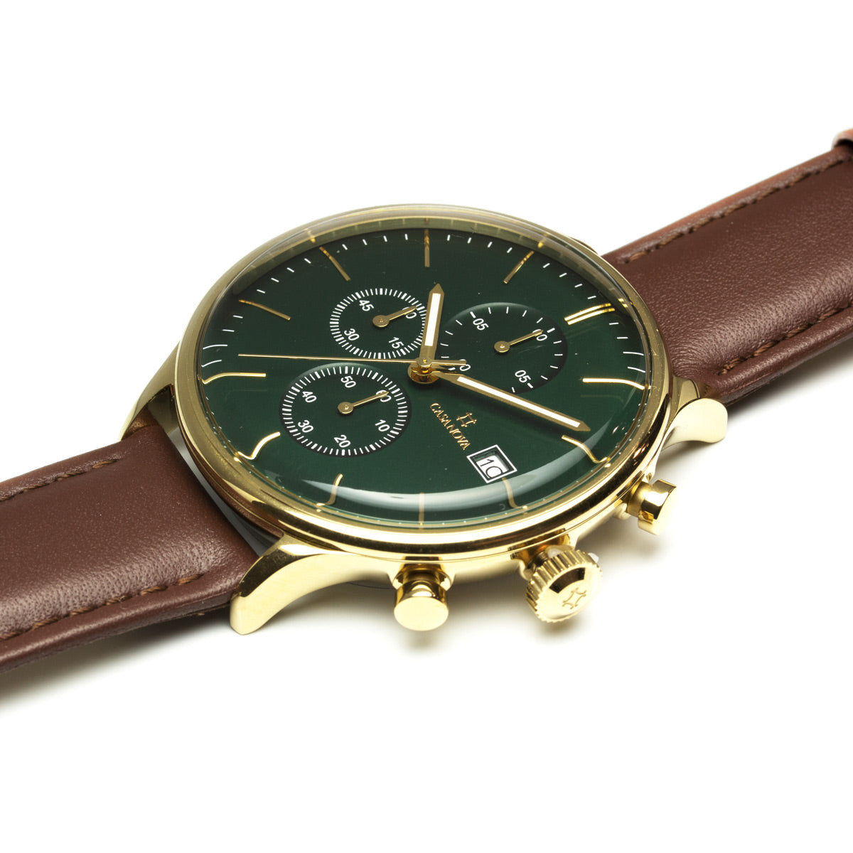 Reloj Elegante Marrón con Dial Verde