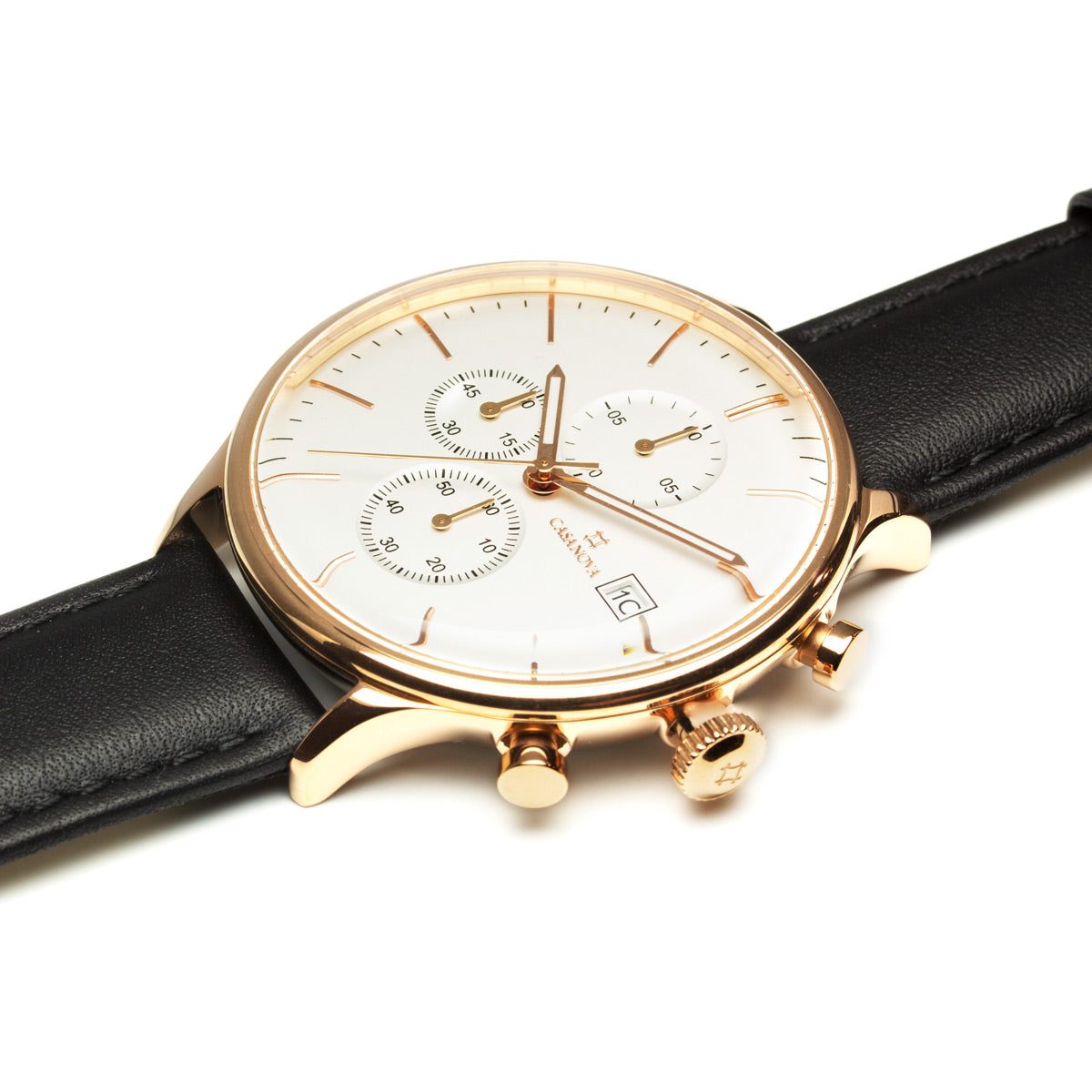 Reloj Elegante Gold Negro con Dial Blanco