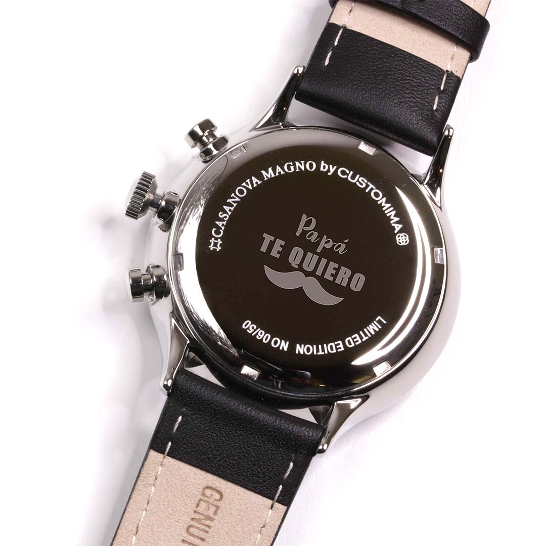 Reloj Elegante Silver Negro con Dial Blanco
