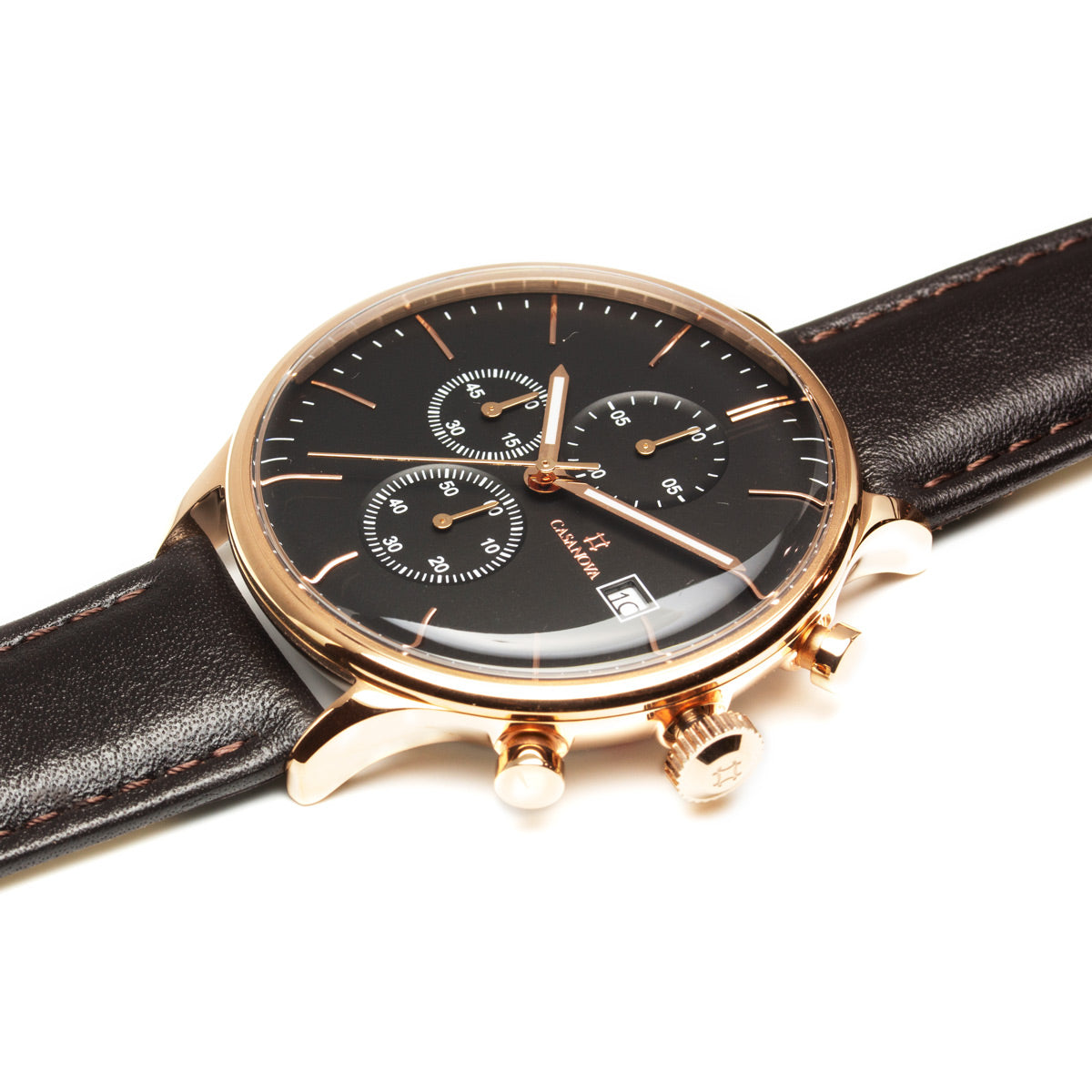 Reloj Elegante Rosé Marrón con Dial Negro