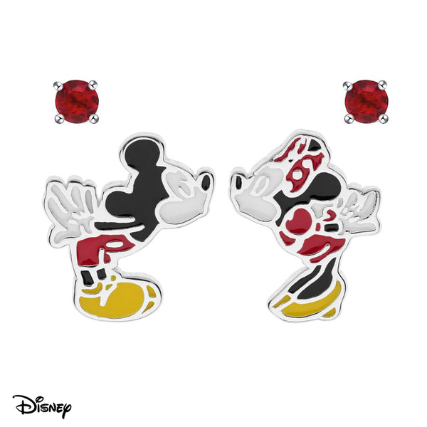 Set Pendientes Minnie y Mickey Kiss Disney Plata