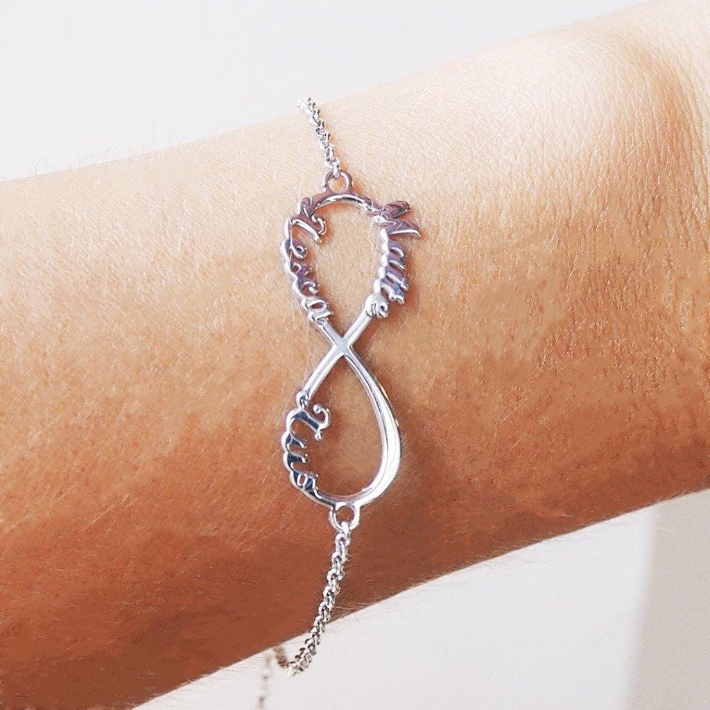 Pulsera con nombre Infinito 3 Plata