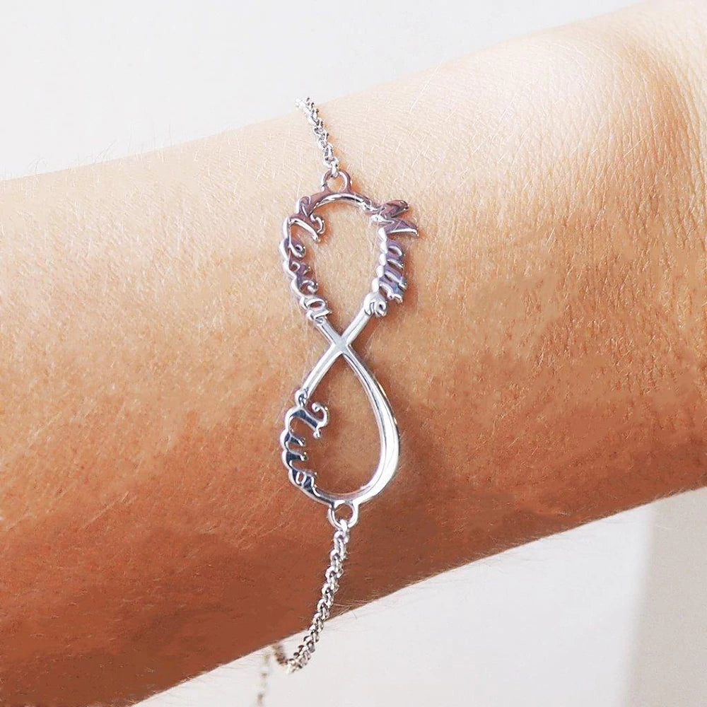 Pulsera con nombre Infinito 4 Plata