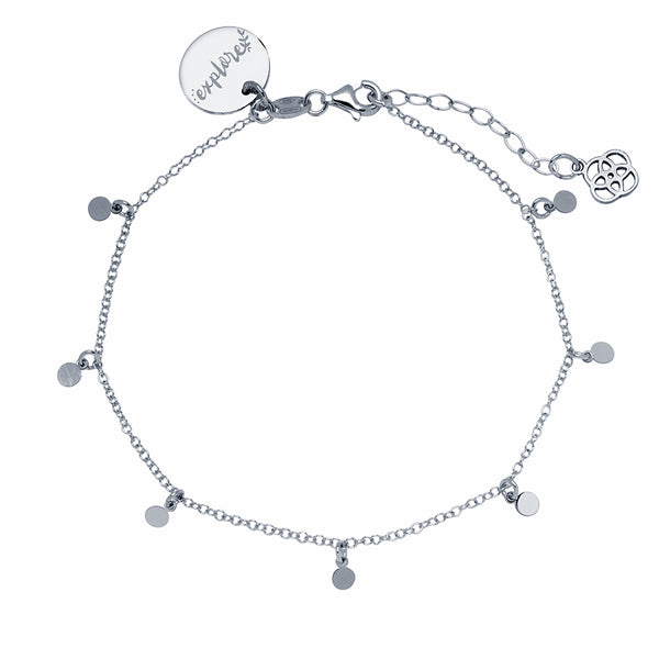 Tobillera Charms Círculos Plata Personalizable