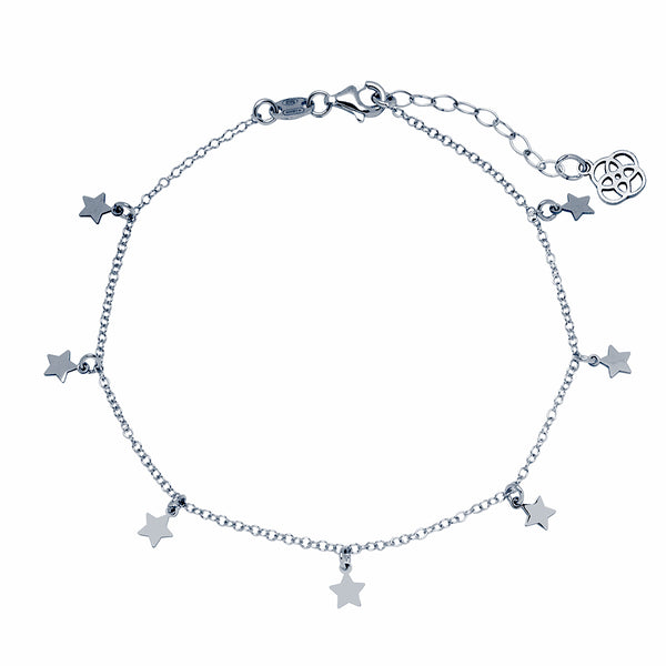 Tobillera Charms Estrellas Plata