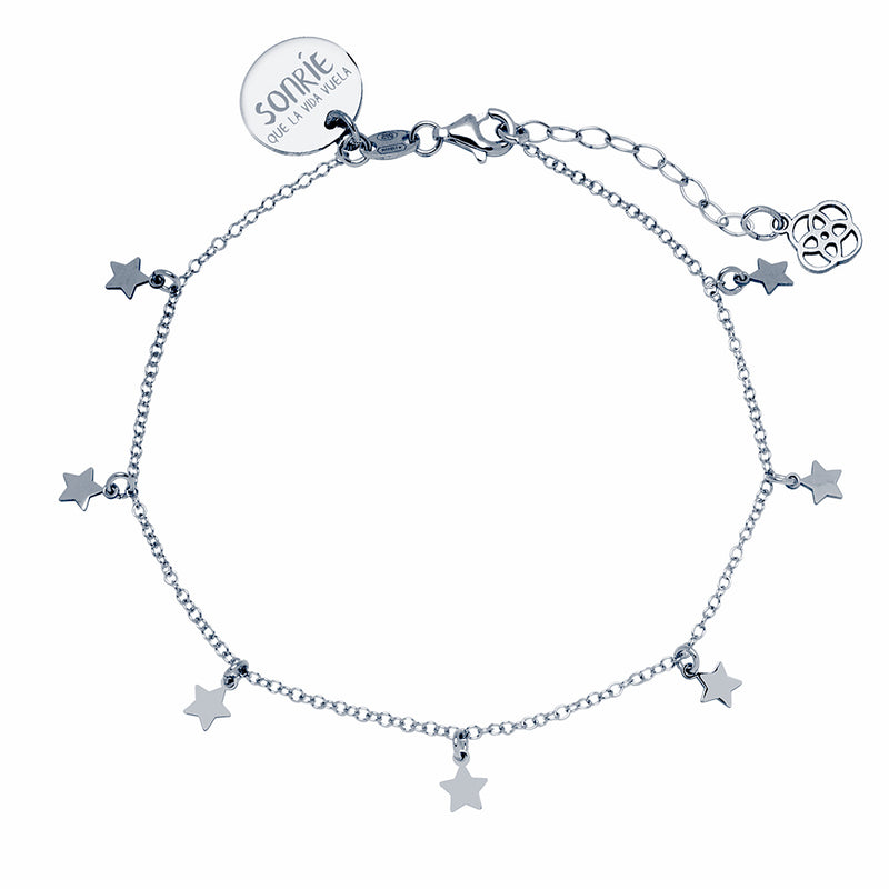 Tobillera Charms Estrellas Plata Personalizable