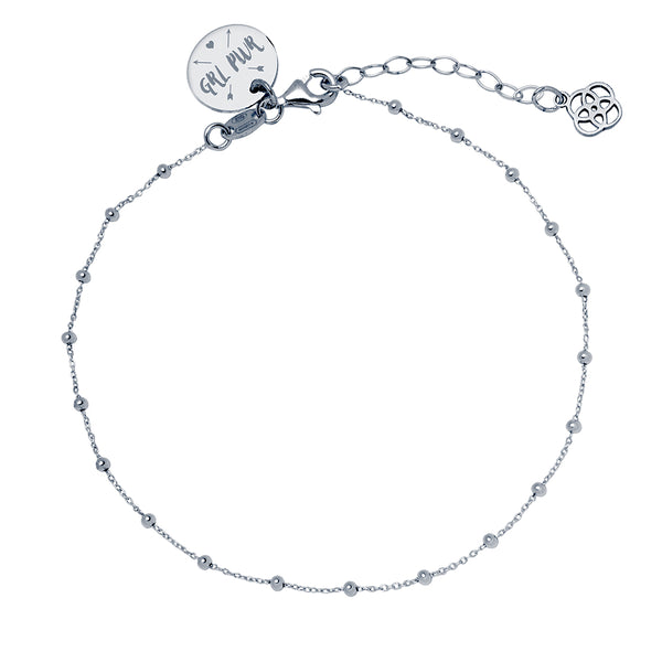 Tobillera Bolitas Plata Personalizable